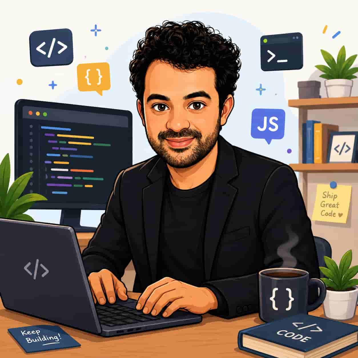 رسم توضيحي لمطور منصة فرصتي اليمنية